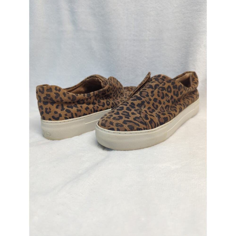 J Slides Sneakers Shoes Women's 7.5 Slip On Brown Casual Leopard Print Leather